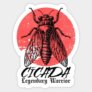 Cicada locust invasion swarm, red sun vintage distressed design Sticker